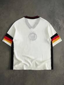 ROMWE MEN Men's World Cup Football Germany Hollow Knit Loose Short Sleeve T-Shirt - White - View 3