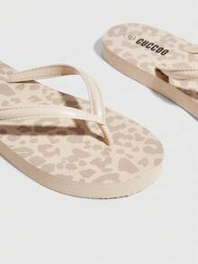 Grefit Fashion Leopard Print Flat Slipper Sandals For Beach Or Outdoor Wear Spring Shoes Spring Break Easter For Casual Beach Style For Christmas Beach Shoes - Apricot - View 4