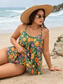 Swim Lushoire Nuevo conjunto de bikini de dos piezas para mujer de talla grande con estampado de moda, diseño con volantes y bragas triangulares de cintura alta - Multicolor 2 - Ver 11