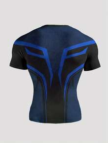 GymBeat Camiseta deportiva de hombre con bloques de color, patchwork y estampado de araña, para gimnasio - Negro - Ver 2