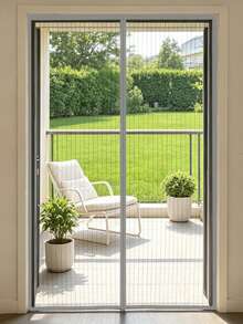 1 Piece Magnetic Closing Screen - Insect-Proof Ventilation, Durable And Sturdy - Pet And Child-Friendly, Suitable For Front Doors And Sliding Doors - Grey - View 5