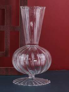 Cirelle 1個 垂直邊緣透明玻璃花瓶 手工玻璃裝飾品 玫瑰乾花插花飾品 客廳桌面用 適合室內使用 客廳適用 全年可用 - 條紋玻璃 - 查看 13