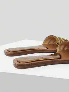 MOTF LADIES BRONZE CASUAL FASHION COMMUTER VACATION WOVEN OPEN-TOE FLAT SANDALS SUMMER - Bronze - View 9