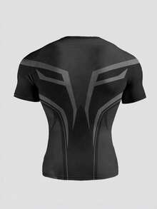GymBeat Camiseta de cuello redondo con estampado de araña para hombre, adecuada para deportes, vacaciones, ejercicio, actividades al aire libre, correr, gimnasio - Negro - Ver 2