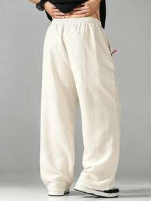 VIVINTIMO Men's Casual Vacation Pants With Pocket And Drawstring Waist, Holiday - Apricot - View 3