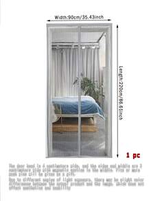 1 Piece Magnetic Closing Screen - Insect-Proof Ventilation, Durable And Sturdy - Pet And Child-Friendly, Suitable For Front Doors And Sliding Doors - Grey - View 20