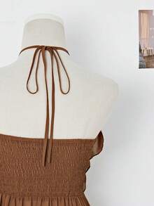 Elamini Top sin mangas bohemio de gasa con diseño de aro de resina - Marrón - Ver 4