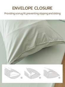 Cirelle 1pc Light Dusty Green Pillowcase, Soft Polyester Pillow Sham, Smooth Breathable Polyester Bedding Pillow Protector Case With Envelope Closure (No Insert) - gray-green - View 7