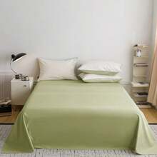 Cirelle 1pc Sage Green Flat Sheet, Soft Polyester Bed Sheet, Wrinkle & Fade Resistant Breathable Microfiber Flat Sheet - Green - View 3