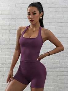 Slayform Slayform 女款高腰瑜伽套裝 - Bold Plum - 查看 7