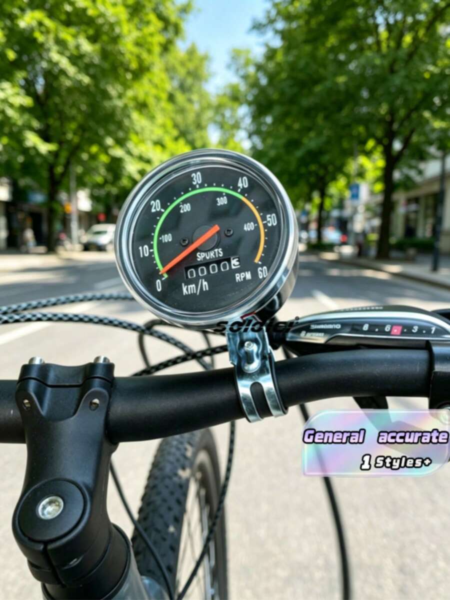 A Black Universal Odometer And Bicycle Speedometer, Classic Mechanical Speedometer Suitable For Bicycle - Black - View 1