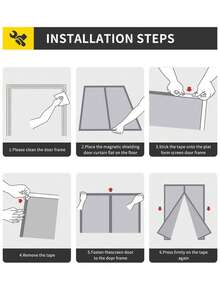 1 Piece Magnetic Closing Screen - Insect-Proof Ventilation, Durable And Sturdy - Pet And Child-Friendly, Suitable For Front Doors And Sliding Doors - Grey - View 9
