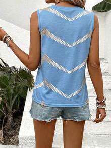 EMERY ROSE Women's Spring/Summer New Arrival Ombre Wavy Striped Print Round Neck Casual Versatile Tank Top - Multicolor - View 2