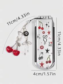 ROMWE Kawaii 1 Buah Sisir Saku Dekorasi Ceri Gaya Manis dan Keren, Liontin Ceri untuk Sisir DIY, Portabel untuk Kembali ke Sekolah - Warna 15 - View 2