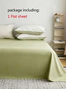 Haus Hana 1pc Sage Green Flat Sheet, Soft Polyester Bed Sheet, Wrinkle & Fade Resistant Breathable Microfiber Flat Sheet - Green - View 3