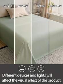 Cirelle 1 buah Sprei Datar Hijau Muda, Sprei Tempat Tidur Poliester Lembut, Sprei Datar Mikrofiber Bernapas, Tahan Kerut & Pudar - Hijau - View 4