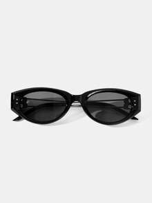 Maija Kacamata Hitam Berbingkai Hitam dengan Tangkai Berongga, Kacamata Fashion Keren T - Hitam - View 3