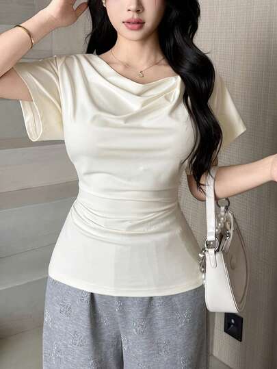 Feyla Top versátil de mujer con cuello tipo capucha estilo coreano