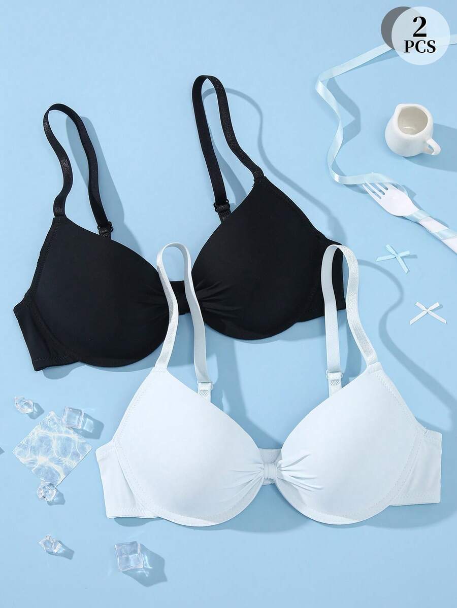 DesireSculpt Women's Underwire Casual Comfortable Push-Up Bra 2pcs Set - Multicolor - View 1