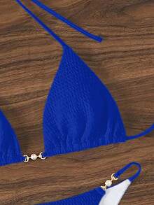 Swim Mod Traje de baño tipo tankini de unicolor y textura, para playa/resort - azul real - Ver 5