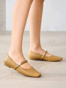 MOTF PREMIUM ELEGANT COMMUTING VERSATILE METAL RING WOMEN FLAT SHOES FOR CHRISTMAS - Light apricot - View 4