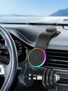 Teckwe 15W 磁吸無線車充支架，RGB 燈 MagSafe 車用手機架儀表板安裝，快速充電自動磁吸車充 - 無線充 - 查看 6