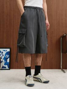 TOKVUE 男士夏季休閒條紋工裝短褲 - 彩色 - 查看 5