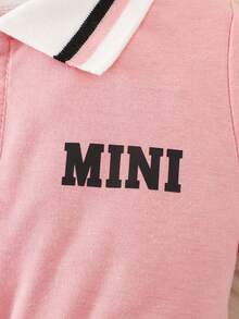 SHEIN 女嬰休閒簡約翻領字母印花連身褲 春夏款 - 彩色 - 查看 4