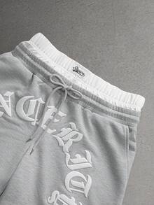 STYNVO Setelan Kasual Pria: Tank Top Leher Bulat dan Celana Pendek dengan Motif Huruf - Grey - View 7