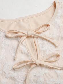 SHEIN Tween女孩休閒日常百搭舒適圓領無袖蝴蝶結裝飾洋裝 - 彩色 - 查看 8