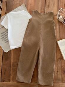 SHEIN Young Boys Overalls Jumpsuit, Comfortable Versatile Casual Fashion Daily Cute Minimalist Style All-Match, Spring Summer Season - Multicolor - View 3