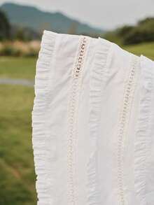 MOTF PREMIUM WOMEN'S ELEGANT HOLLOW LACE MULTI-LAYER RUFFLE SHORT CAMI DRESS - White - View 6
