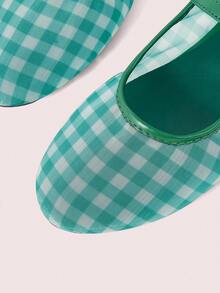 CUCCOO DOLLMOD Women's Shoes, Green Plaid, Mesh, Bow Mary Jane Shoes, Ballet Shoes, Comfortable Flats - Mesh green - View 5