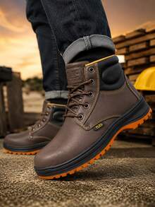 Bota de Trabajo Pleg Working En Piel Genuina Con Casco De Acero - cafe - Ver 7