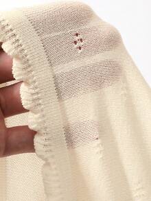 Dazy Plus Cardigan Wanita Ukuran Besar Warna Putih Polos dengan Hiasan Rumbai, Longgar, Kasual, Serbaguna, Cocok untuk Musim Semi, Musim Panas, Musim Gugur, dan Liburan. - Aprikot - View 3