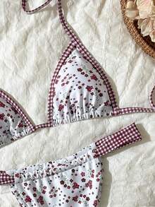 Swim Mod Women's Spring/Summer Random Print Halter Bikini Set - Multicolor - View 5