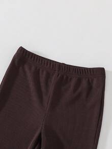 [2 Sets Randomly Sent]Girls Toddler Spring/Autumn Ribbed Flared Pants, High Waist Ruffle Hem Bell Bottom Long Pants, Soft Skin-Friendly Stretchy Slim Fit Children's Leggings, Multi-Color Randomly Sent, Versatile Casual Pants, Korean Minimalist Style Baby Snug Fit And Height-Enhancing Pants - Multicolor - View 8