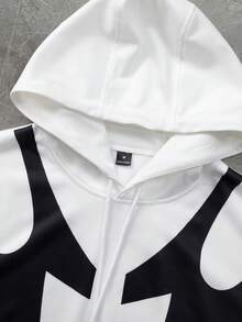 Manfinity Roghcode Men's Contrast Color Fashion Long Sleeve Hoodie, Versatile For Daily Outings - White - View 7