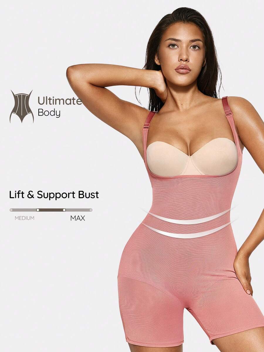 SHAPORA 1pc Women's Shapewear Bodysuit - Dusty Pink - View 1