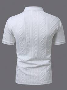 Manfinity CasualCool 男士對比飾邊幾何圖案時尚 Polo 衫，儀式場合適用 - 彩色 - 查看 2
