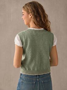 WESTFADE Cowboy Boot Contrast Stitch Sweater Vest Top, Country Style For Women - Green - View 2