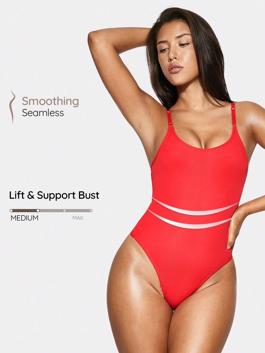 SHAPORA Pakaian Dalam Luar Wanita Model Cami Kasual Warna Polos - Merah - View 1