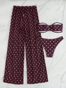 Costavie Vacation Beach Polka Dot Print 3 PiecesSeparates Swimsuit - Multicolor - View 2