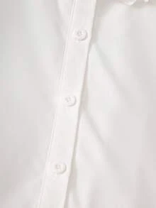 SHEIN Girls White Petal Sleeve Pearl Decor Detachable Bow Top Back To School Essential Fall Elegant Preppy - White - View 4
