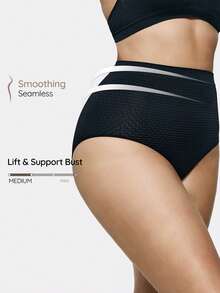 SHAPORA Bragas faja con textura de panal - Negro - Ver 1
