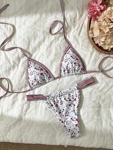 Swim Mod Women's Spring/Summer Random Print Halter Bikini Set - Multicolor - View 2