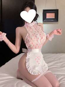 Dansine Disfraz de delantal de criada sexy y lindo, conjunto de uniforme de criada tentadora - Ponche de Fiesta - Ver 3