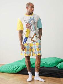 Rick and Morty X SHEIN Men's Cartoon Print Short Sleeve T-Shirt And Shorts Loungewear Set - Multicolor - View 6