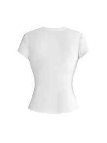 ROMWE Grunge Punk Women's T-Shirt Napoleon Print White Loose Punk Hot Girl Spring Summer Street Y2K - White - View 2