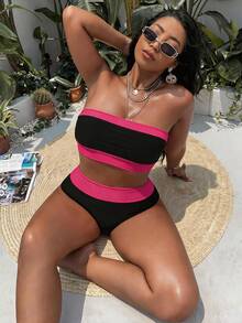 Swim Vcay 2025 Plus Size Bandeau Two-Piece Swimsuit - Multicolor - View 1